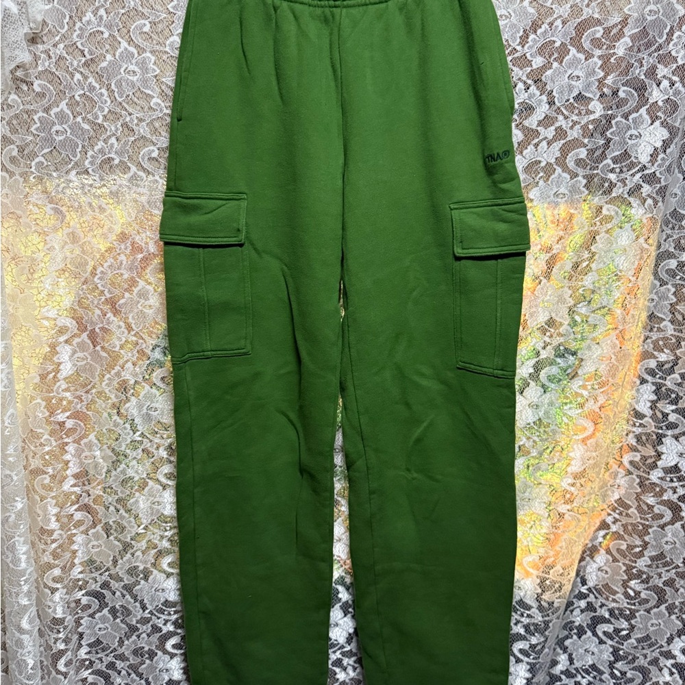 TNA Green Cargo sweatpants cozy fleece XXS